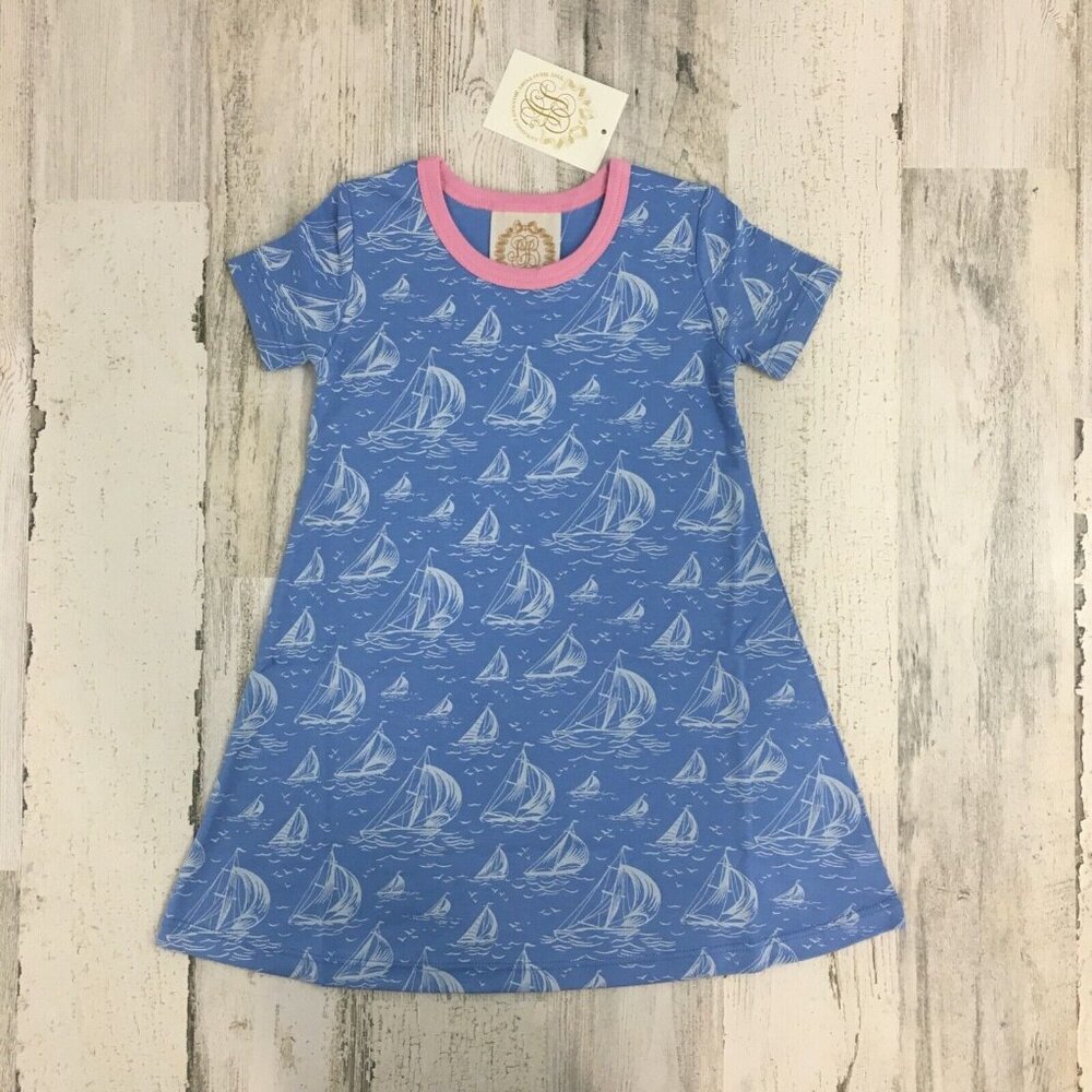 The Beaufort Bonnet Company Polly Play Dress St. Simon's Sailboat Blue 2T NWT